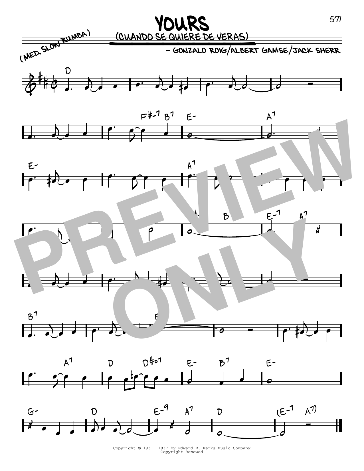 Download Agustin Rodriguez Yours (Quiereme Mucho) Sheet Music