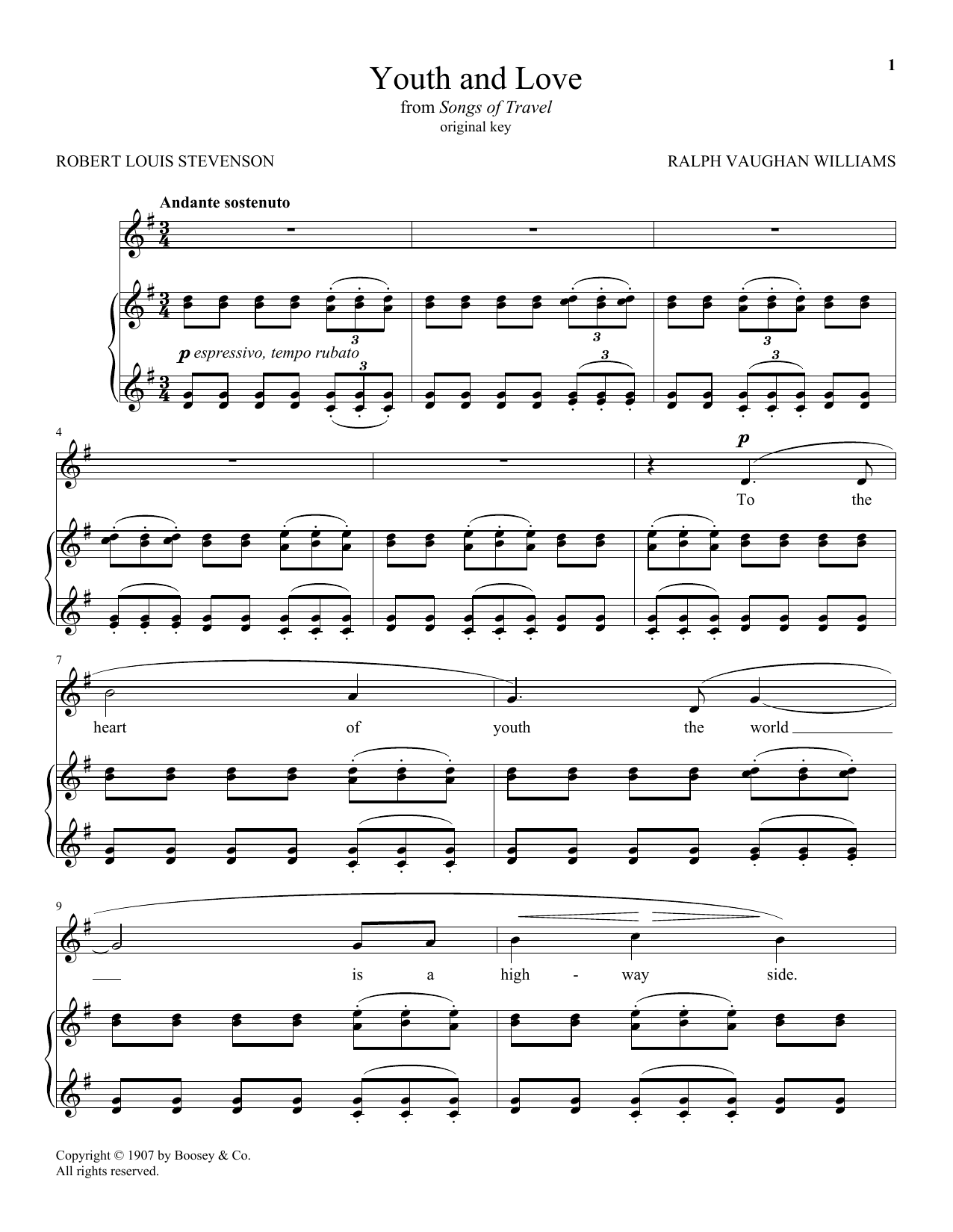 Download Ralph Vaughan Williams Youth And Love Sheet Music