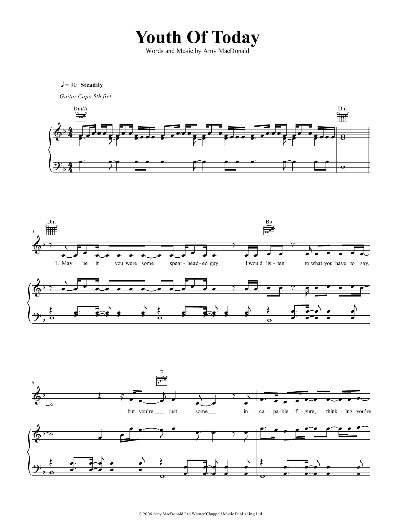 Download Amy MacDonald Youth Of Today Sheet Music