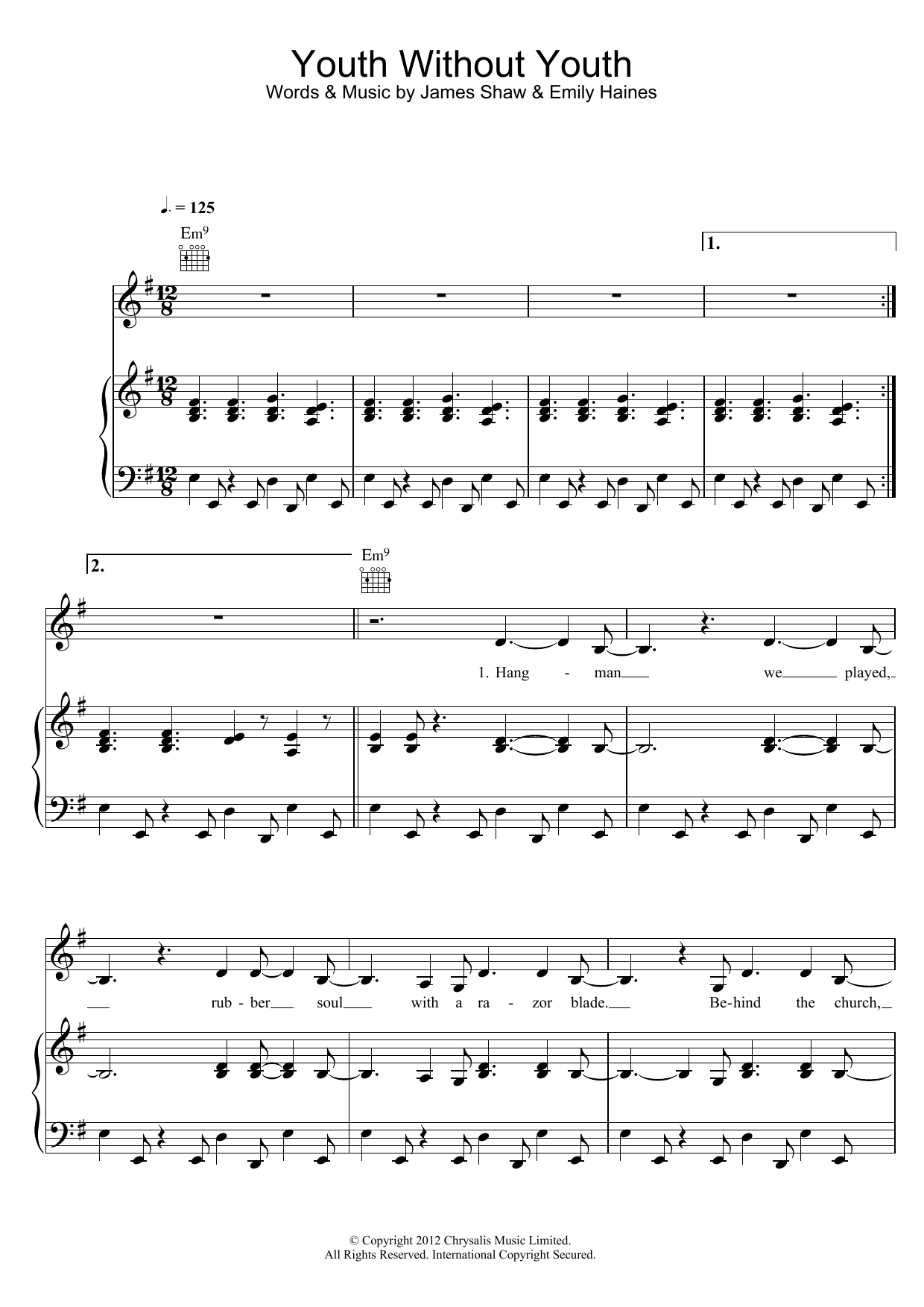 Download Metric Youth Without Youth Sheet Music