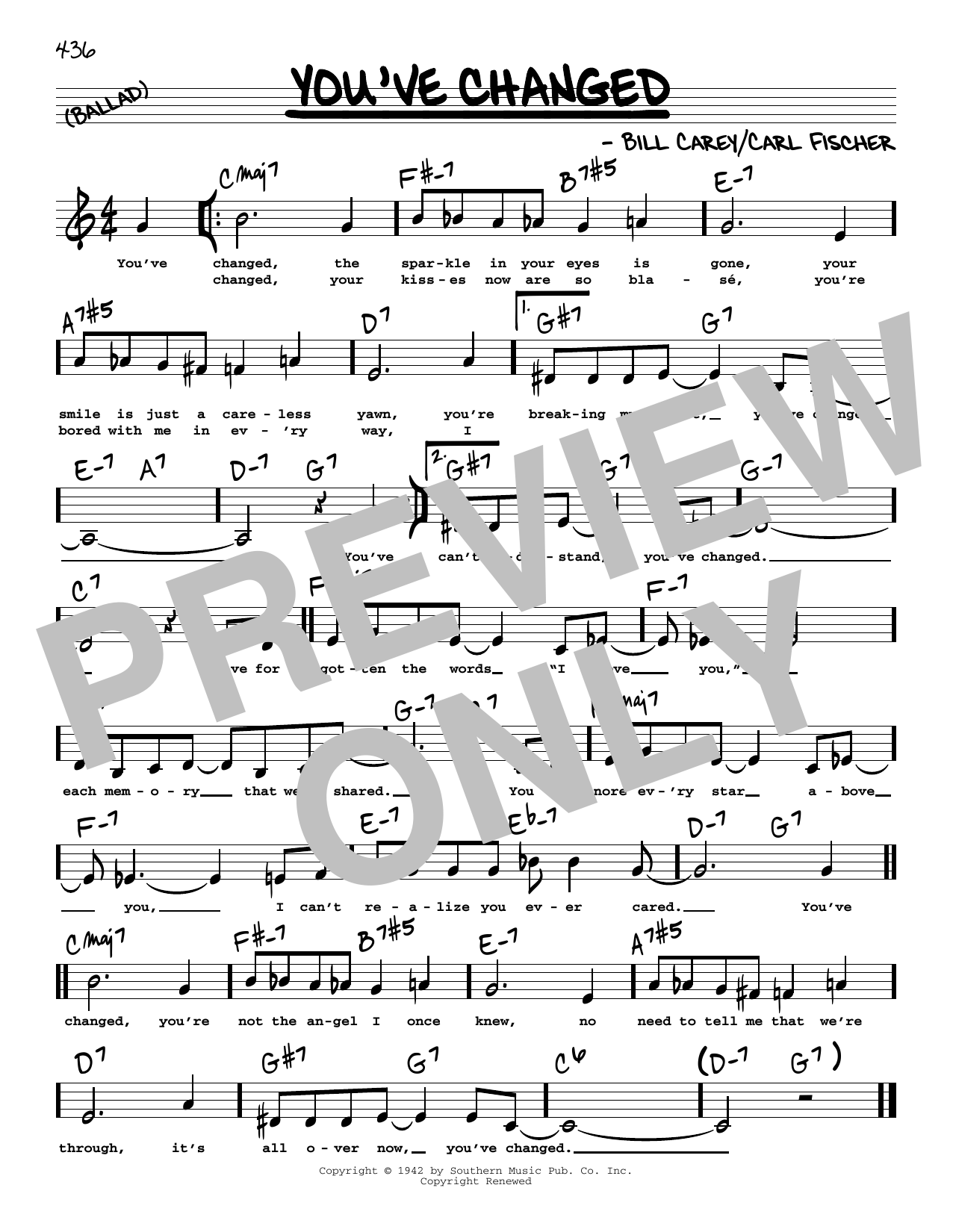 Download Connie Russell You've Changed (Low Voice) Sheet Music