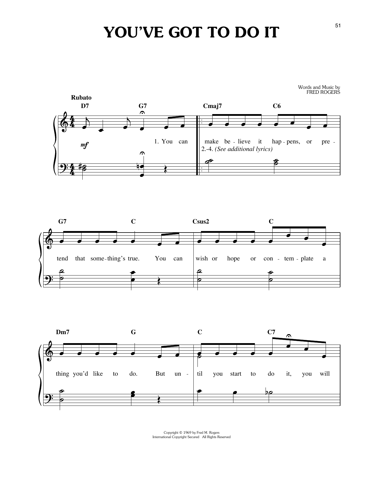 Download Fred Rogers You've Got To Do It Sheet Music