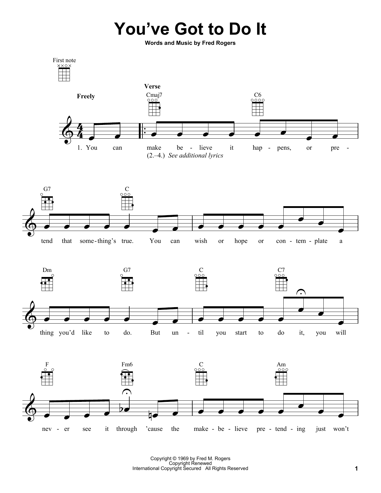 Download Fred Rogers You've Got To Do It (from Mister Rogers Sheet Music