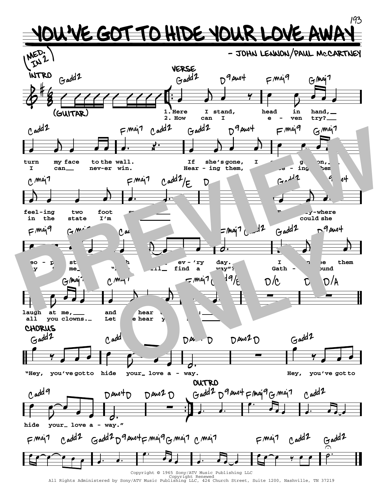 Download The Beatles You've Got To Hide Your Love Away [Jazz Sheet Music