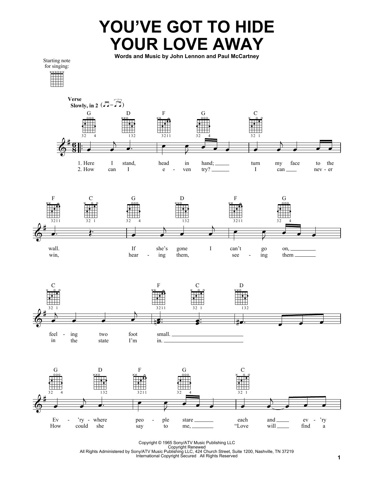 Download The Beatles You've Got To Hide Your Love Away Sheet Music