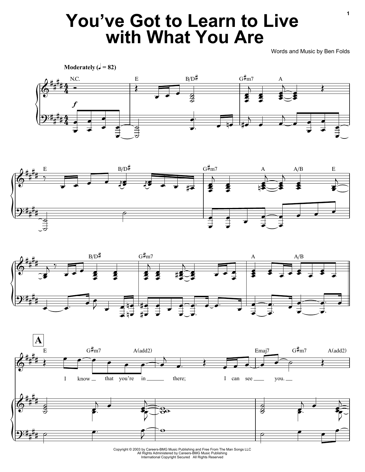 Download Ben Folds You've Got To Learn To Live With What Y Sheet Music