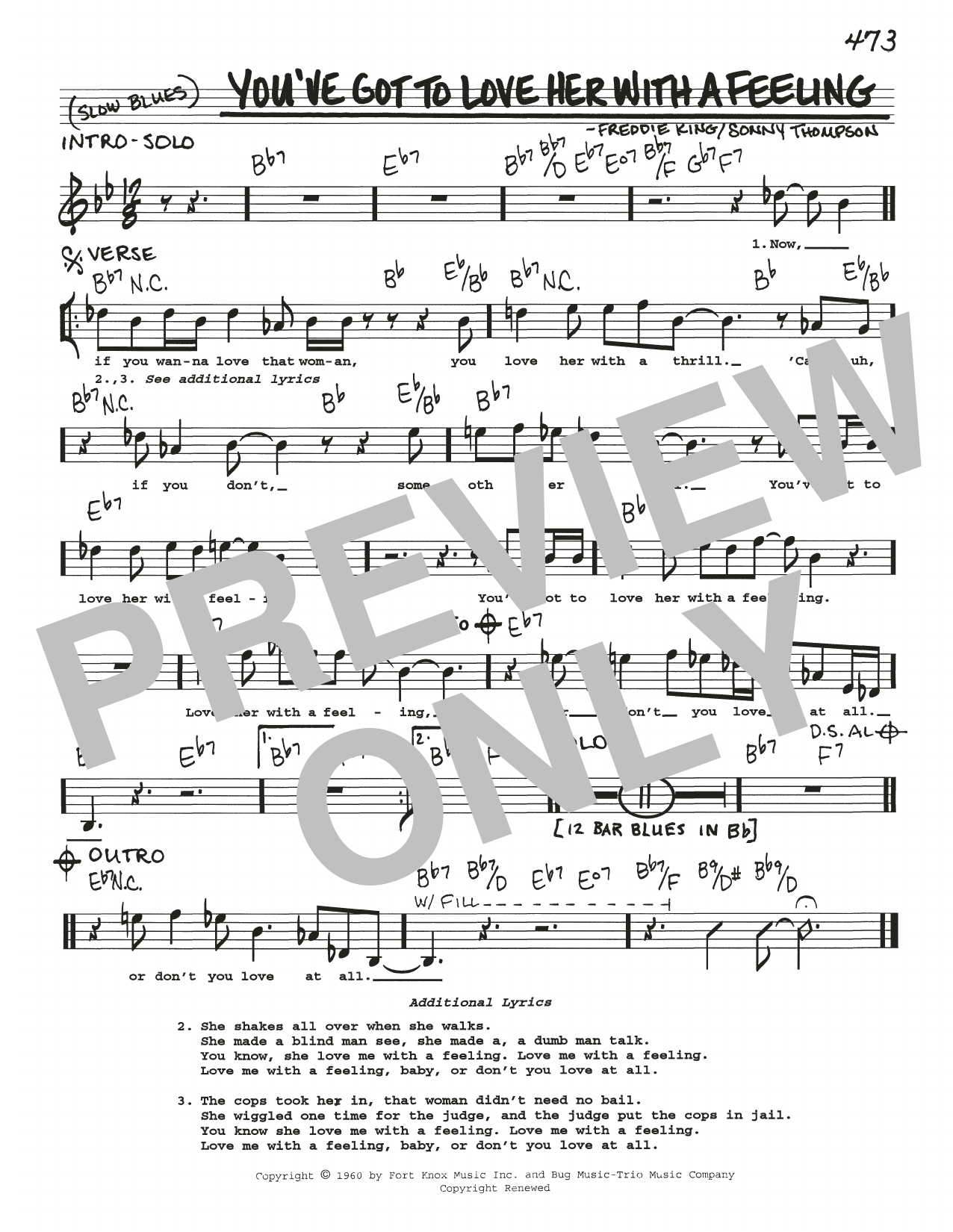 Download Freddie King You've Got To Love Her With A Feeling Sheet Music