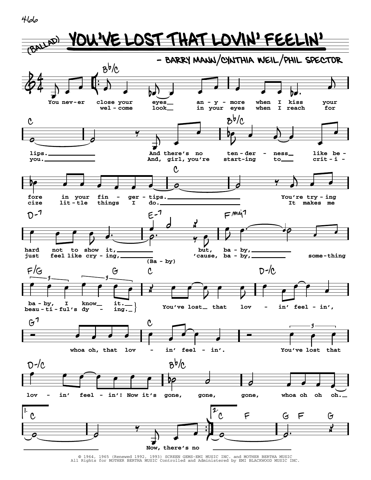Download The Righteous Brothers You've Lost That Lovin' Feelin' (High V Sheet Music