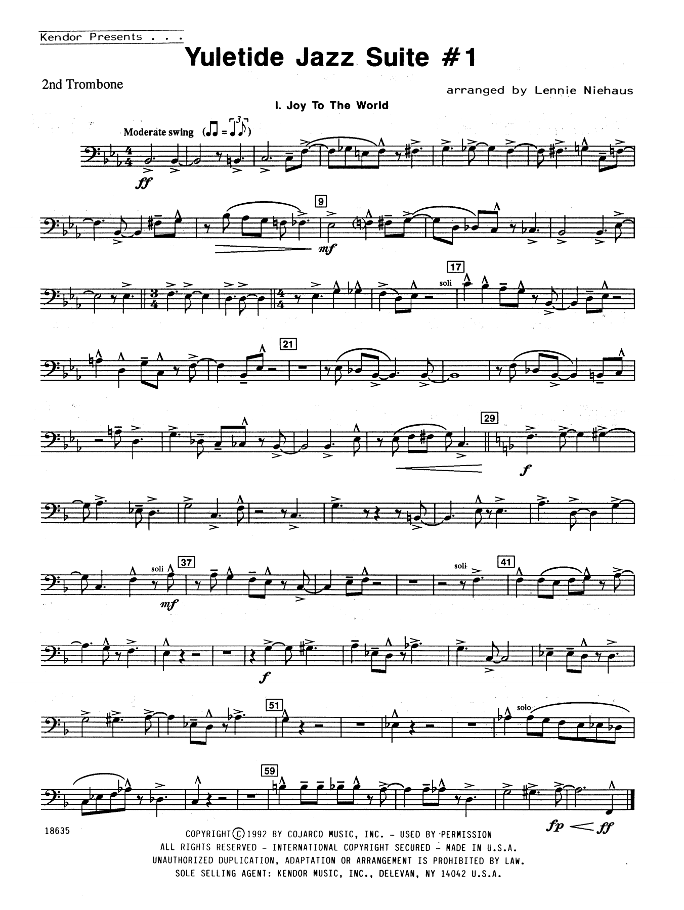 Download Lennie Niehaus Yuletide Jazz Suite #1 - 2nd Trombone Sheet Music