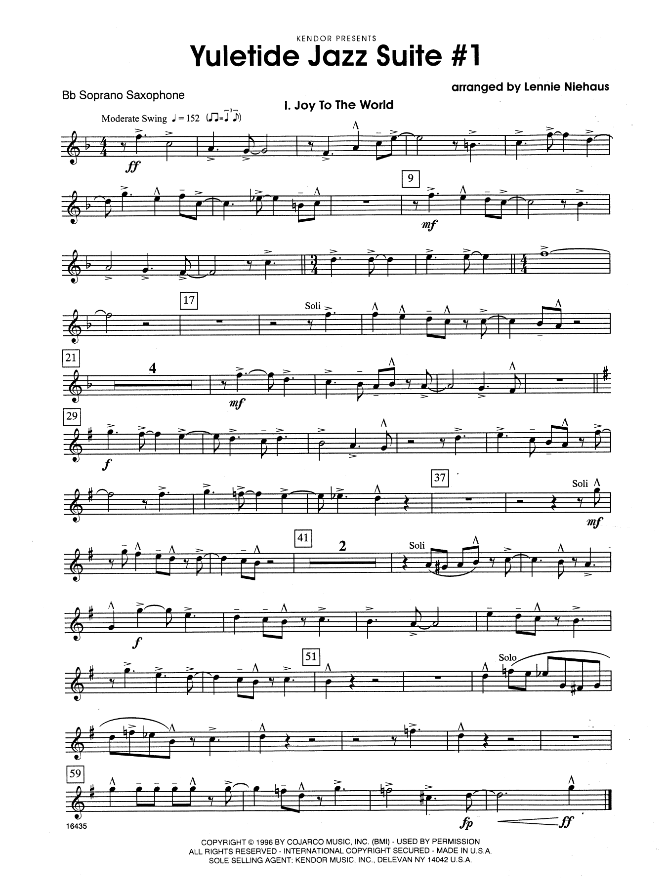 Download Lennie Niehaus Yuletide Jazz Suite #1 - Bb Soprano Sax Sheet Music