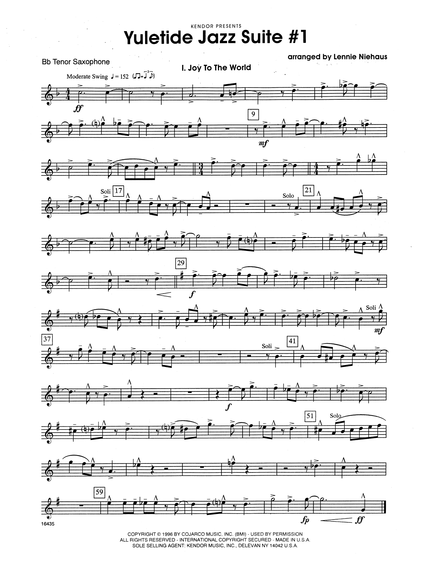 Download Lennie Niehaus Yuletide Jazz Suite #1 - Bb Tenor Saxop Sheet Music