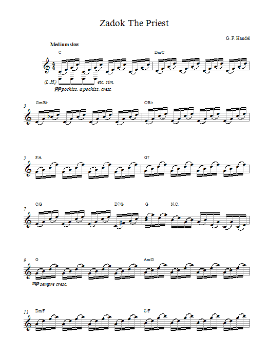 George Frideric Handel Zadok The Priest sheet music notes printable PDF score