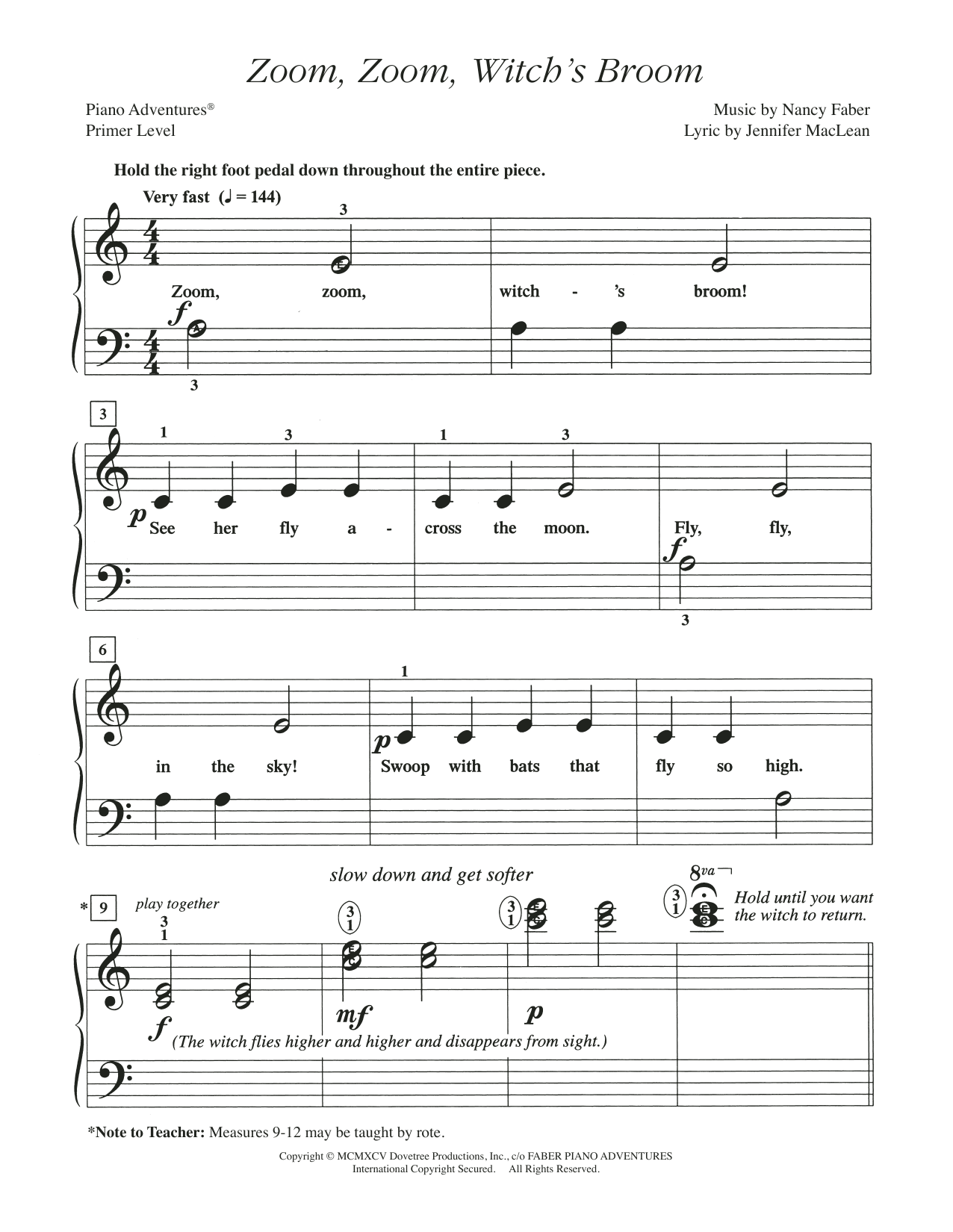 Download Nancy Faber Zoom, Zoom, Witch's Broom Sheet Music