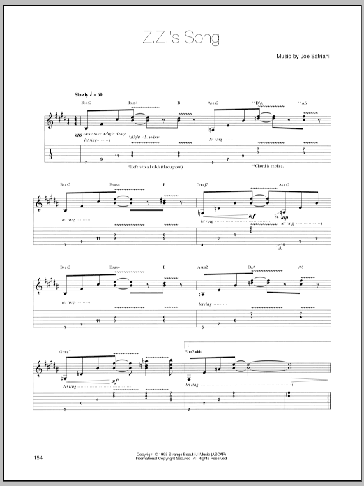 Download Joe Satriani Z.Z.'s Song Sheet Music
